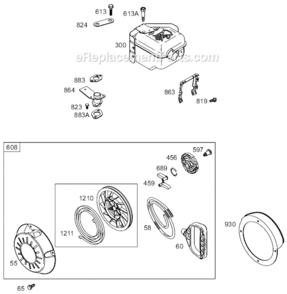Page G Diagram and Parts List for 12A400 0100-0110 Briggs and Stratton Engine